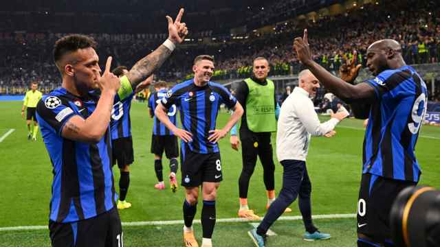Lautaro Martínez y Romelu Lukaku, celebrando el gol de la victoria del Inter de Milán