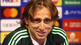 Luka Modric, en rueda de prensa de la Champions League con el Real Madrid