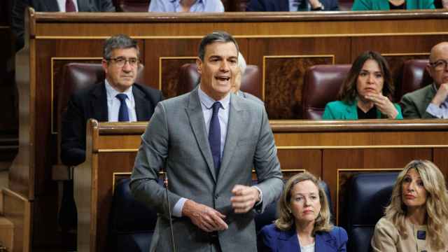 El presidente del Gobierno, Pedro Sánchez, interviene durante la sesión de control de este miércoles.