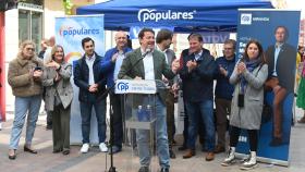 El presidente de la Junta, Alfonso Fernández Mañueco, durante su intervención de este miércoles en el municipio burgalés de Miranda de Ebro.