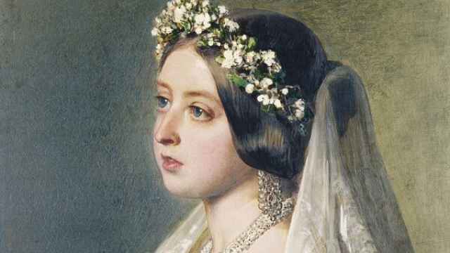 Retrato de Franz Xaver Winterhalter de  la reina Victoria vestida de novia. (Foto: The Royal Collection).