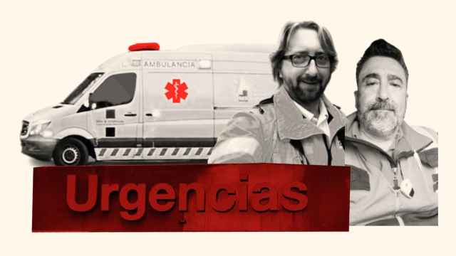 Montaje con los Técnicos de Emergencias Sanitarias (TES) Javier Abella y José Manuel Martín.