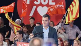 Pedro Sánchez, presidente del Gobierno, en un mitin del PSOE en Zaragoza.