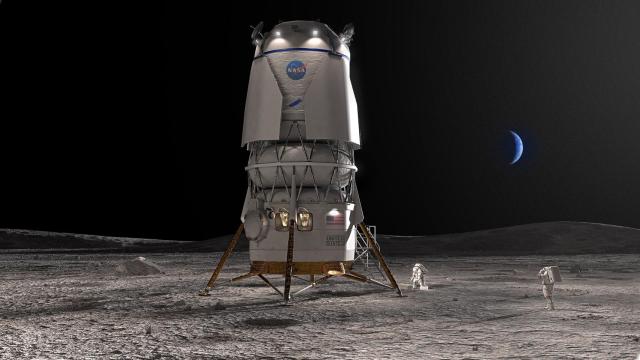 Imagen conceptual del sistema de aterrizaje de Blue Origin