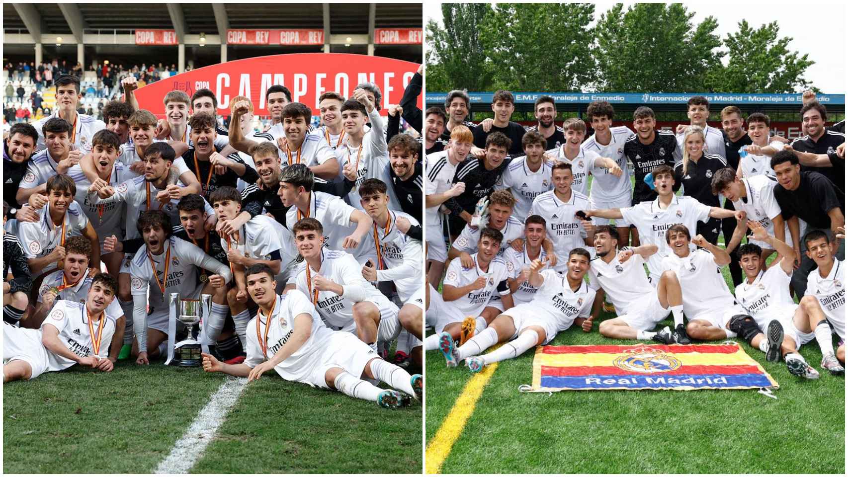 El Juvenil A del Real Madrid celebra los títulos de Copa del Rey y Liga