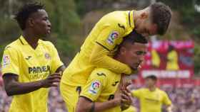 El Villarreal celebra un gol contra el Girona