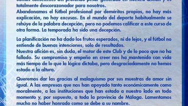 Reacciones tras el descenso: Del perdón del Málaga CF, a las críticas de las peñas
