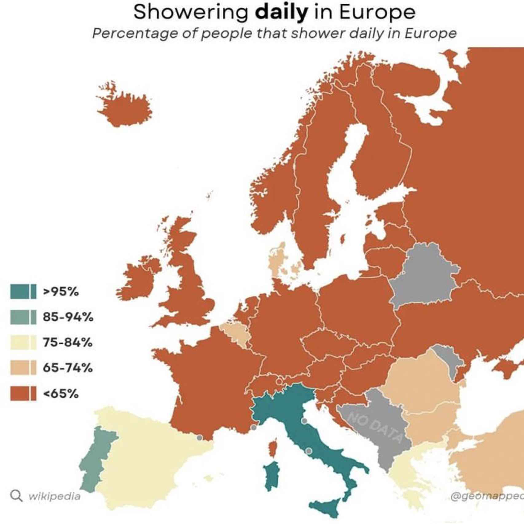 Mapa viral de la higiene europea de The Global Index.
