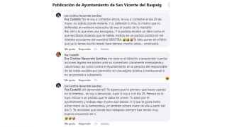 La mujer del alcalde de San Vicente amenaza en el Facebook municipal a la exjefa de Gabinete de Villar