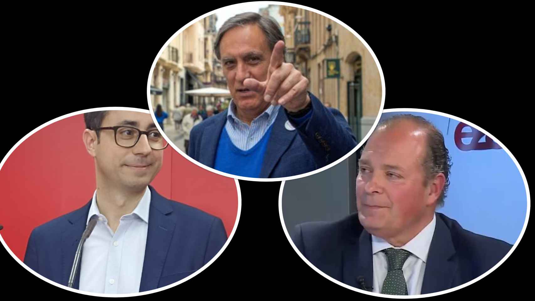 Josçe Luis Mateos (PSOE), Carlos García Carbayo (PP) e Ignacio Rivas (Vox), de ellos depende la gobernabilidad