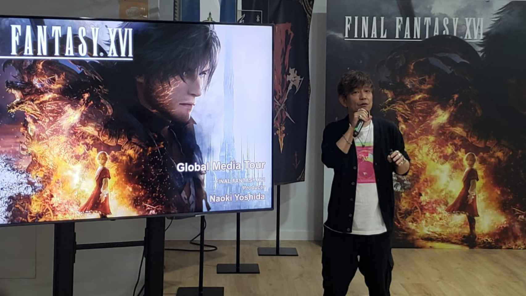 Naoki Yoshida durante un evento en el que se mostró Final Fantasy XVI a la prensa, en Madrid