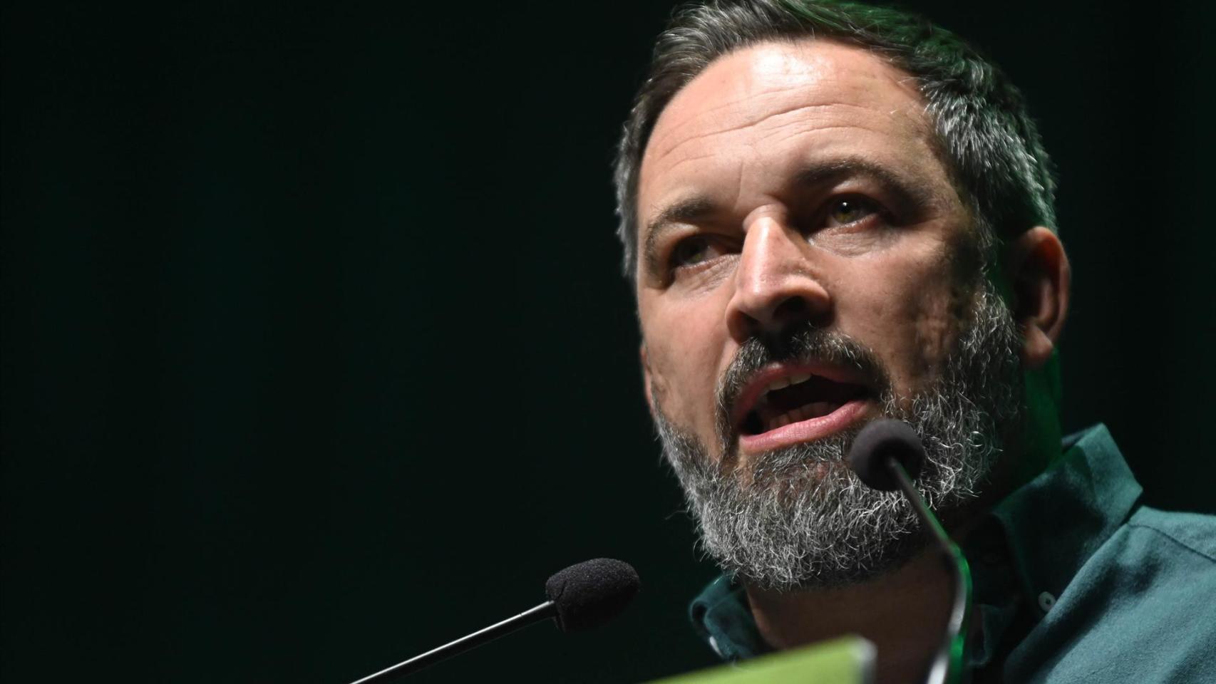 Santiago Abascal, líder de Vox, en un mitin.