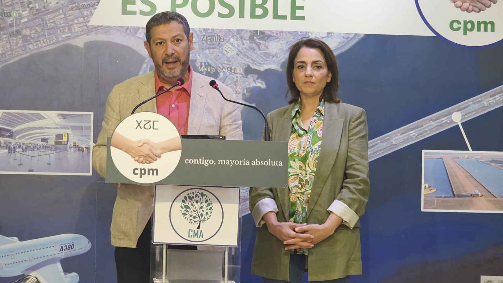 Mustafa Aberchán, líder de Coalición por Melilla, y Dunia Almansouri, candidata a la Presidencia de la ciudad autónoma.