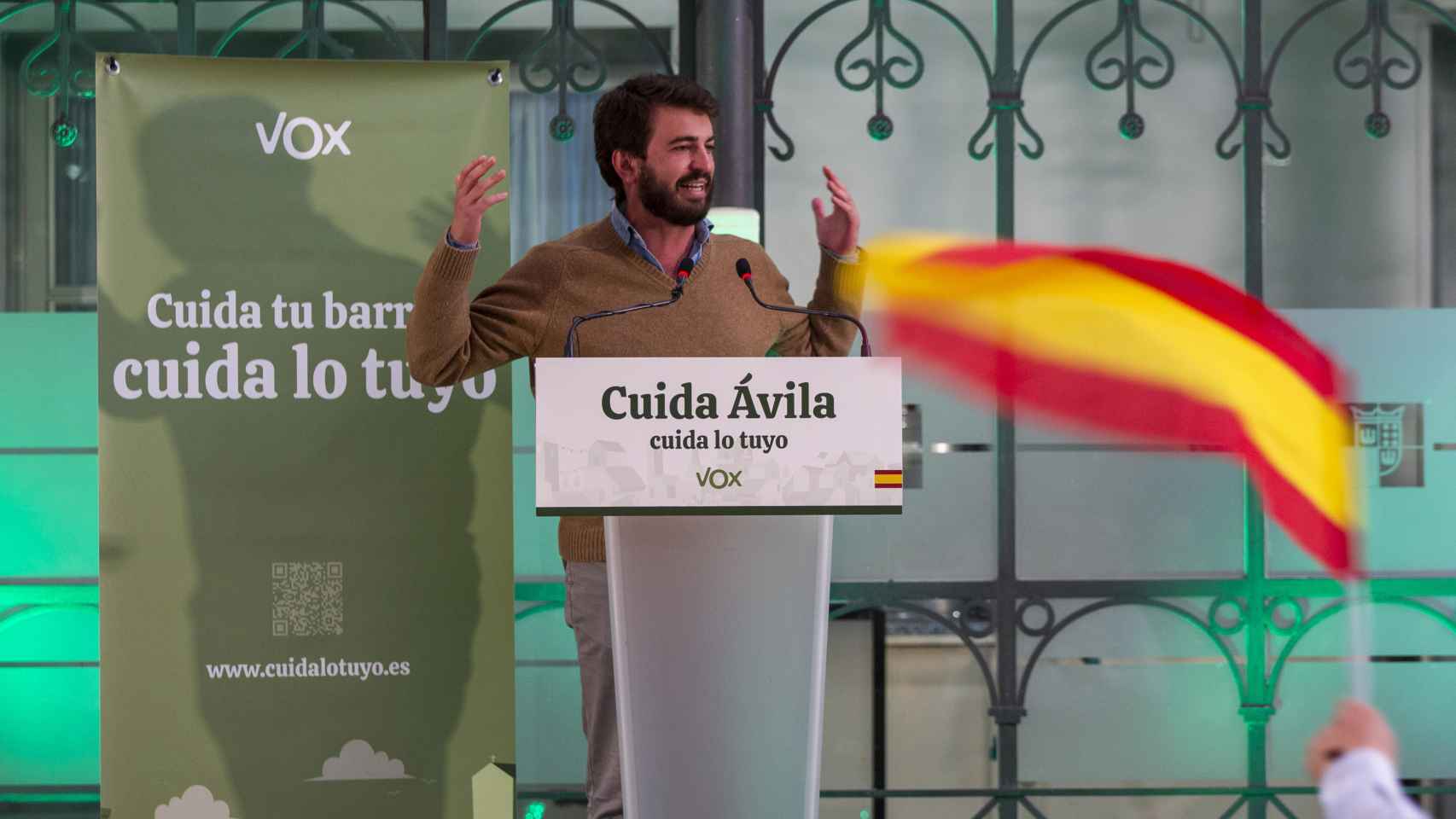 El vicepresidente de la Junta, Juan García-Gallardo, durante su intervención en Ávila, este miércoles.