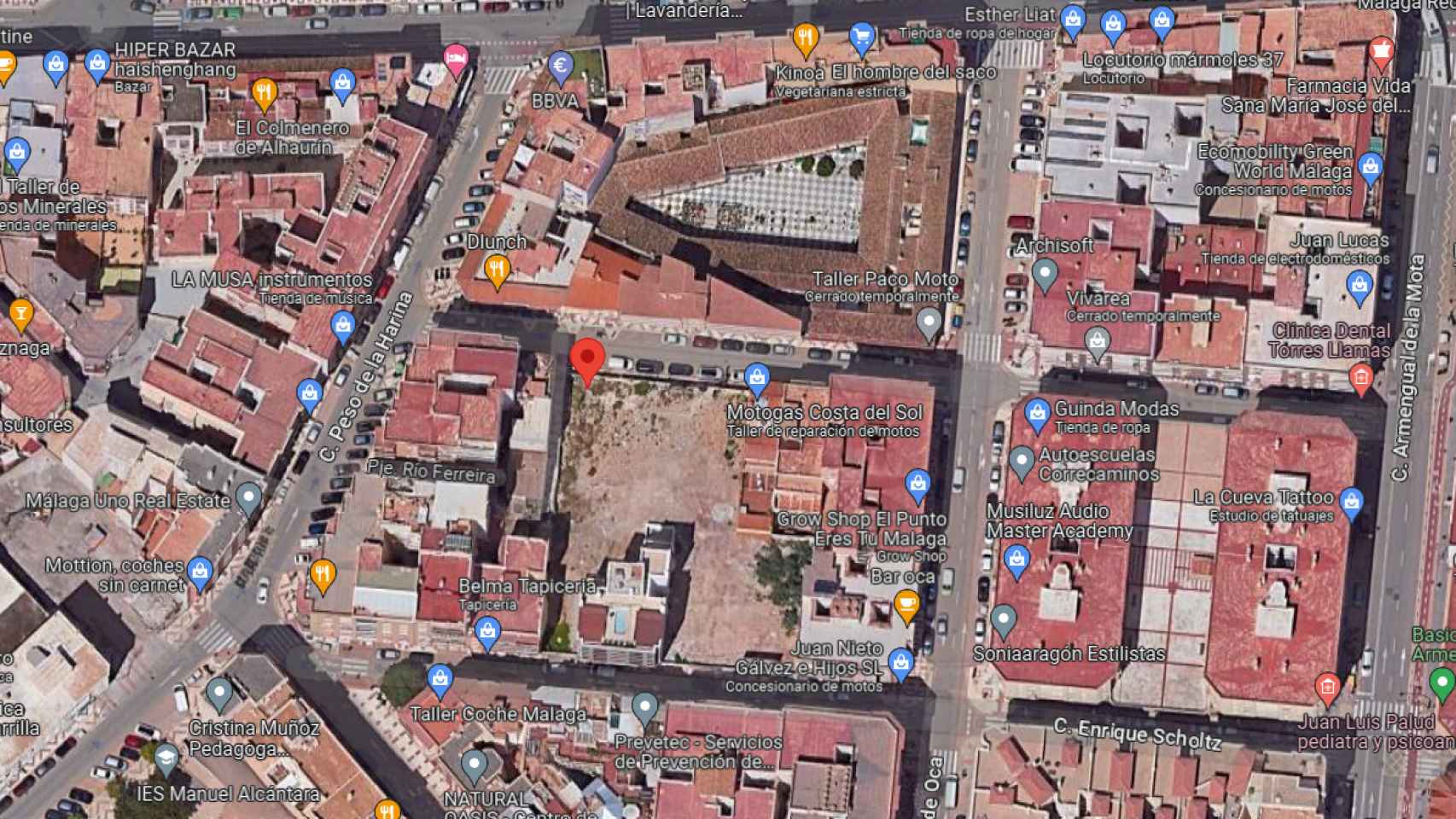 Vista de la zona de El Perchel donde se proyecta la construcción de estas 24 viviendas.