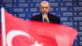 El presidente de Turquía, Tayyip Erdogan, durante un mitin en Estambul.