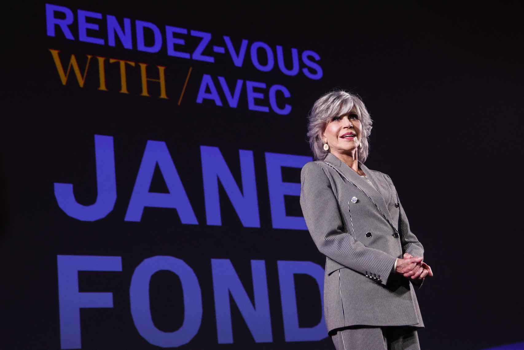 Otra imagen de Jane Fonda durante su intervención.