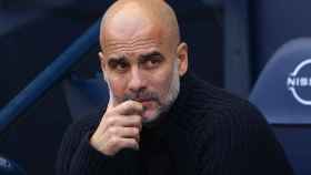 Pep Guardiola, en el banquillo del Manchester City