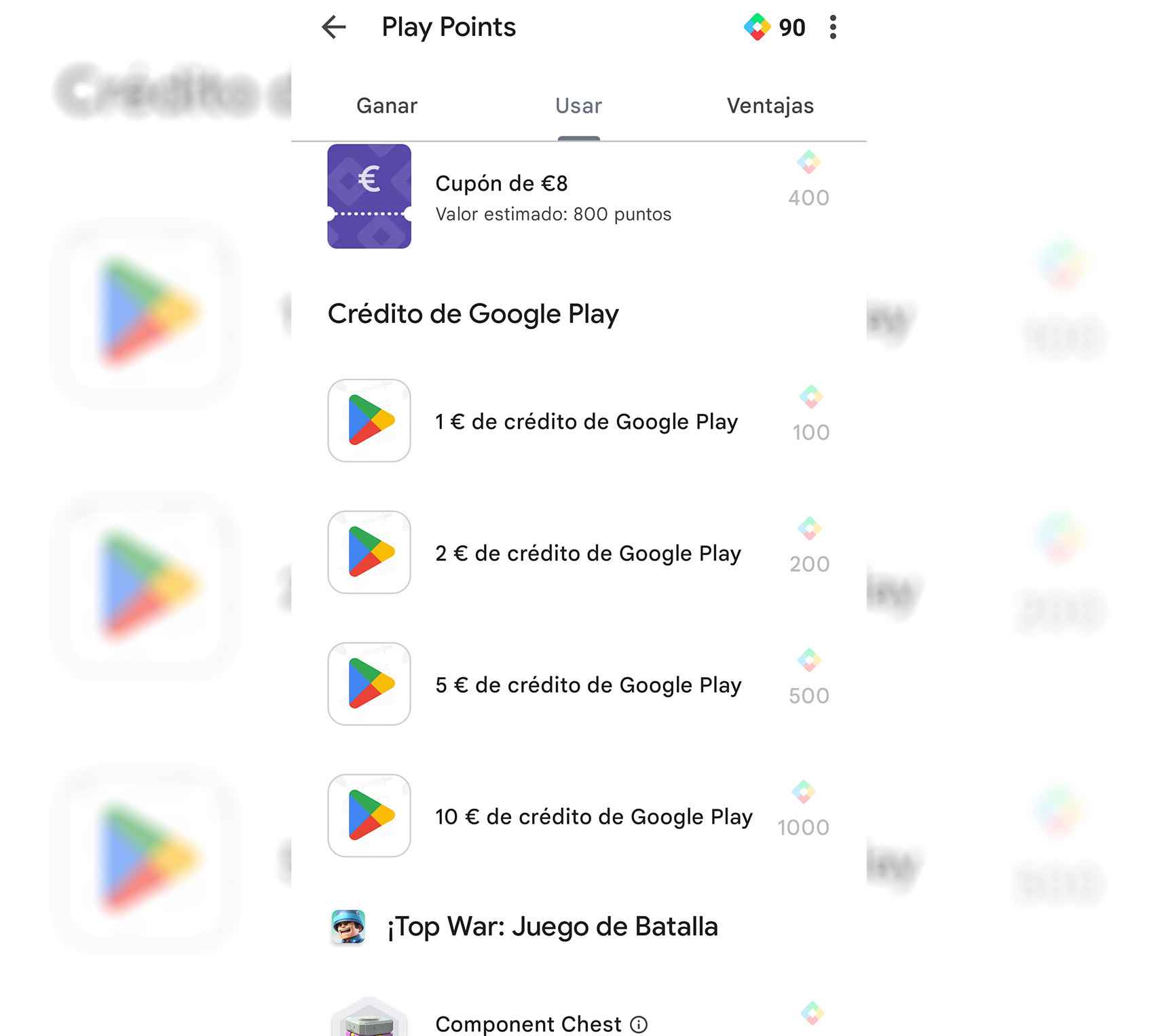 Credit redeemable on Google Play