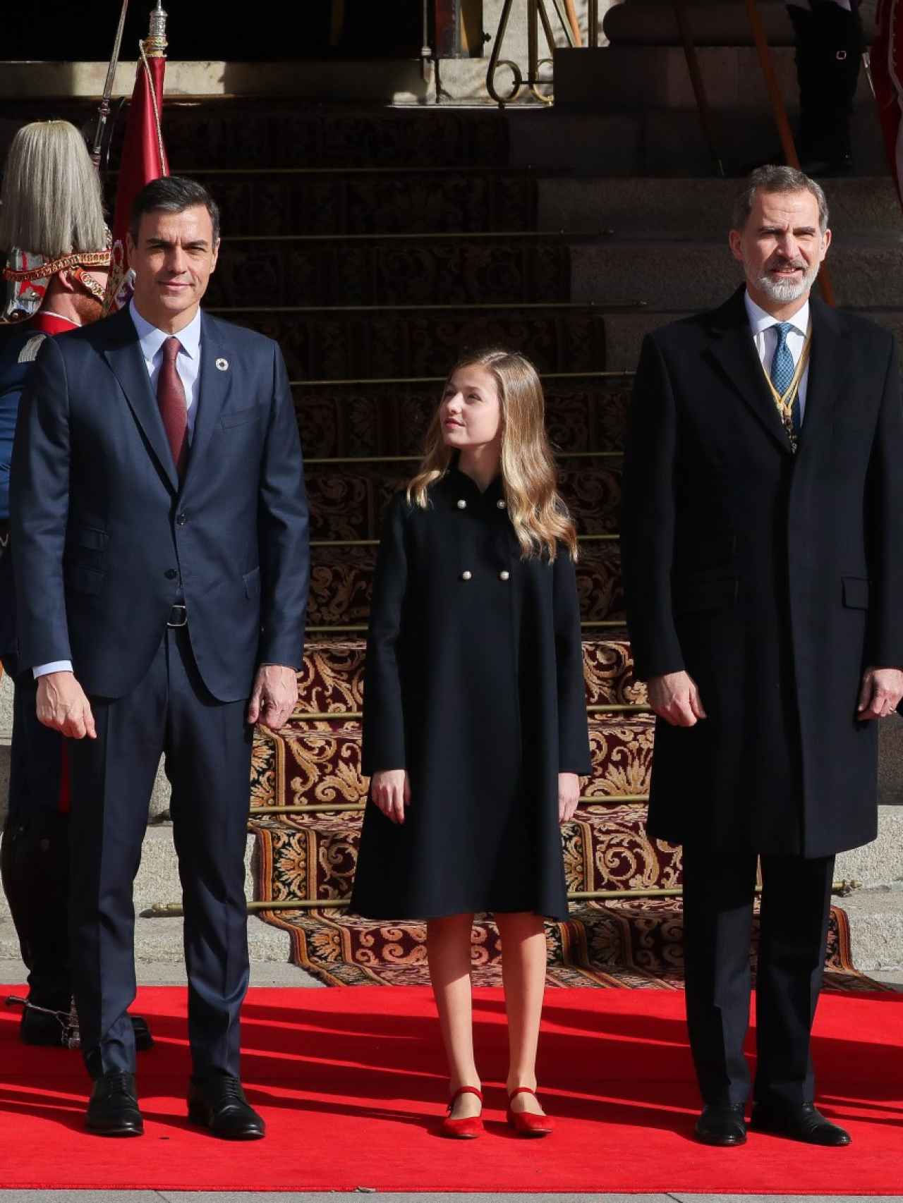 Leonor, Pedro Sánchez y el Rey, en el Día de la Hispanidad de 2020.