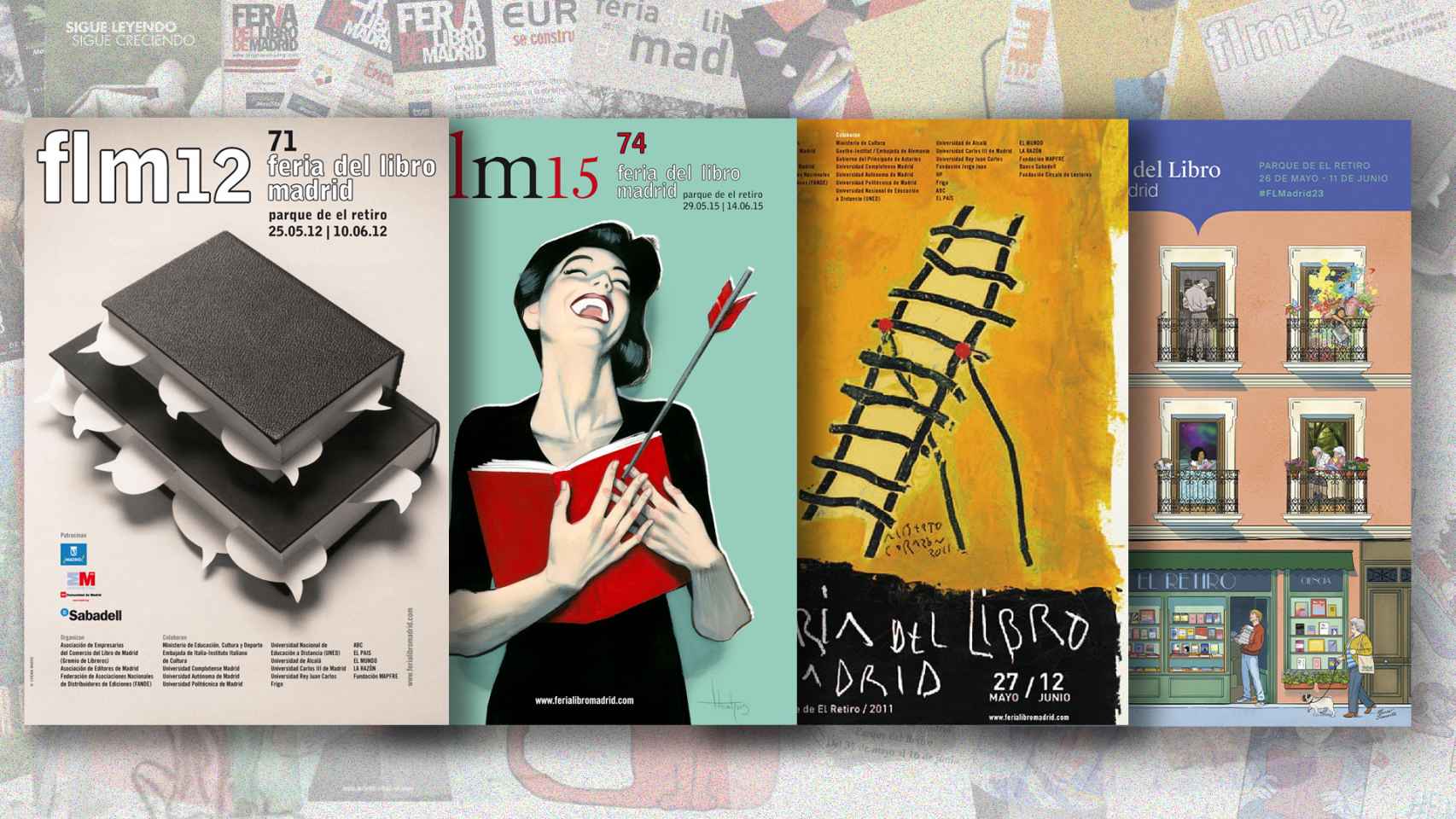 Carteles de la FLM realizados por Chema Madoz, Fernando Vicente, Alberto Corazón y María Simavilla