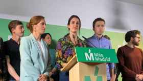 Mónica García, Rita Maestre e Íñigo Errejón en la sede de Más Madrid.