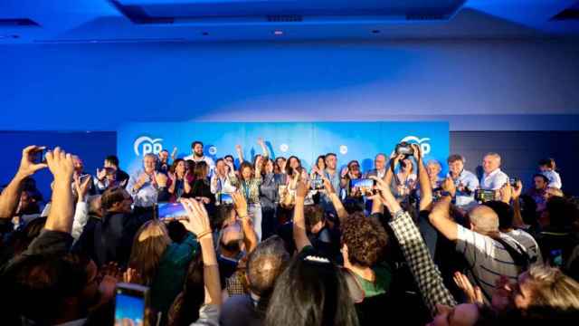 El PP celebra los resultados electorales en Málaga este domingo.