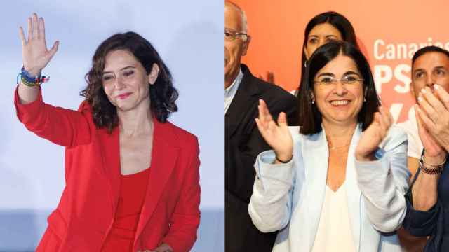 Isabel Díaz Ayuso (izq.) y Carolina Darias (dcha.) tras conocer los resultados del 28M.
