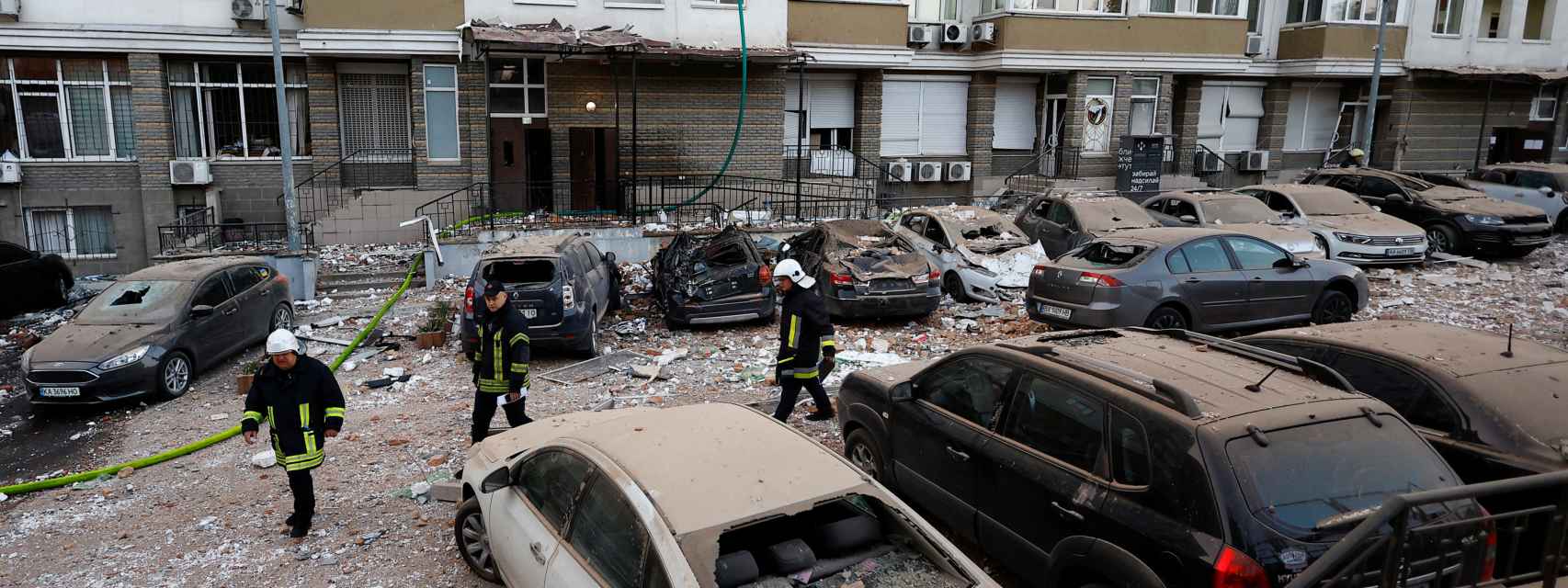 Consecuencias del bombardeo ruso en Donetsk.