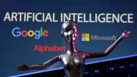 Ilustración en la que aparecen los logos de Microsoft o Google, algunas de las compañías que tienen soluciones de inteligencia artificial.