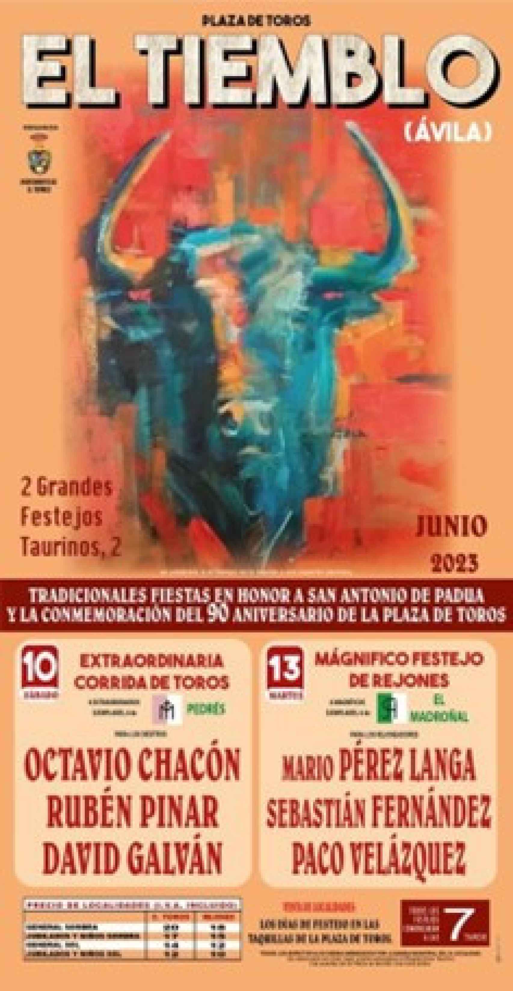 Cartel de las corridas de toros que se van a celebrar en la plaza de El Tiemblo