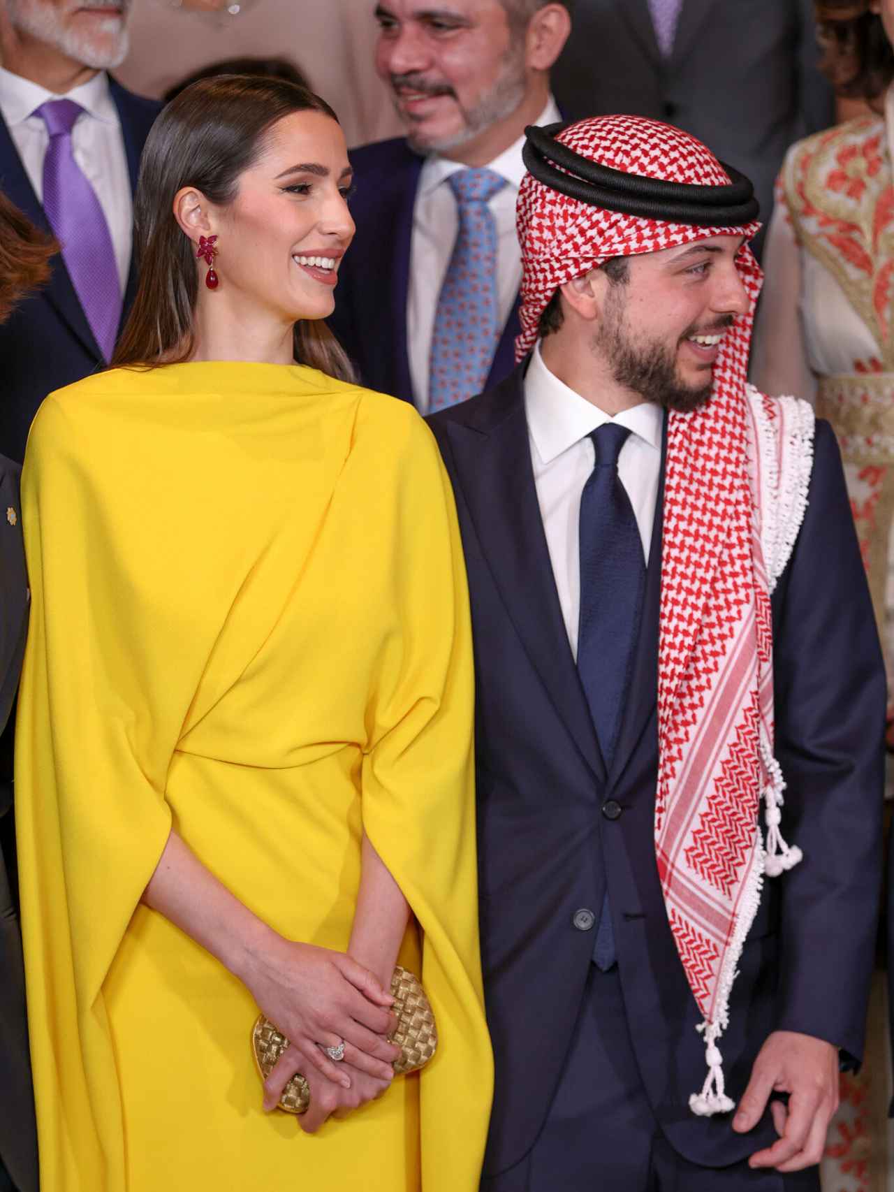 Rajwa Al Saif y el príncipe Hussein de Jordania en el Palacio de Amán.