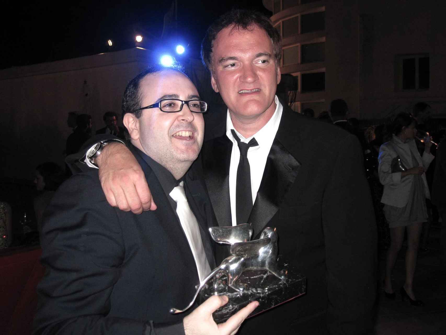 Carlos Areces y Quentin Tarantino en el Festival de Venecia.