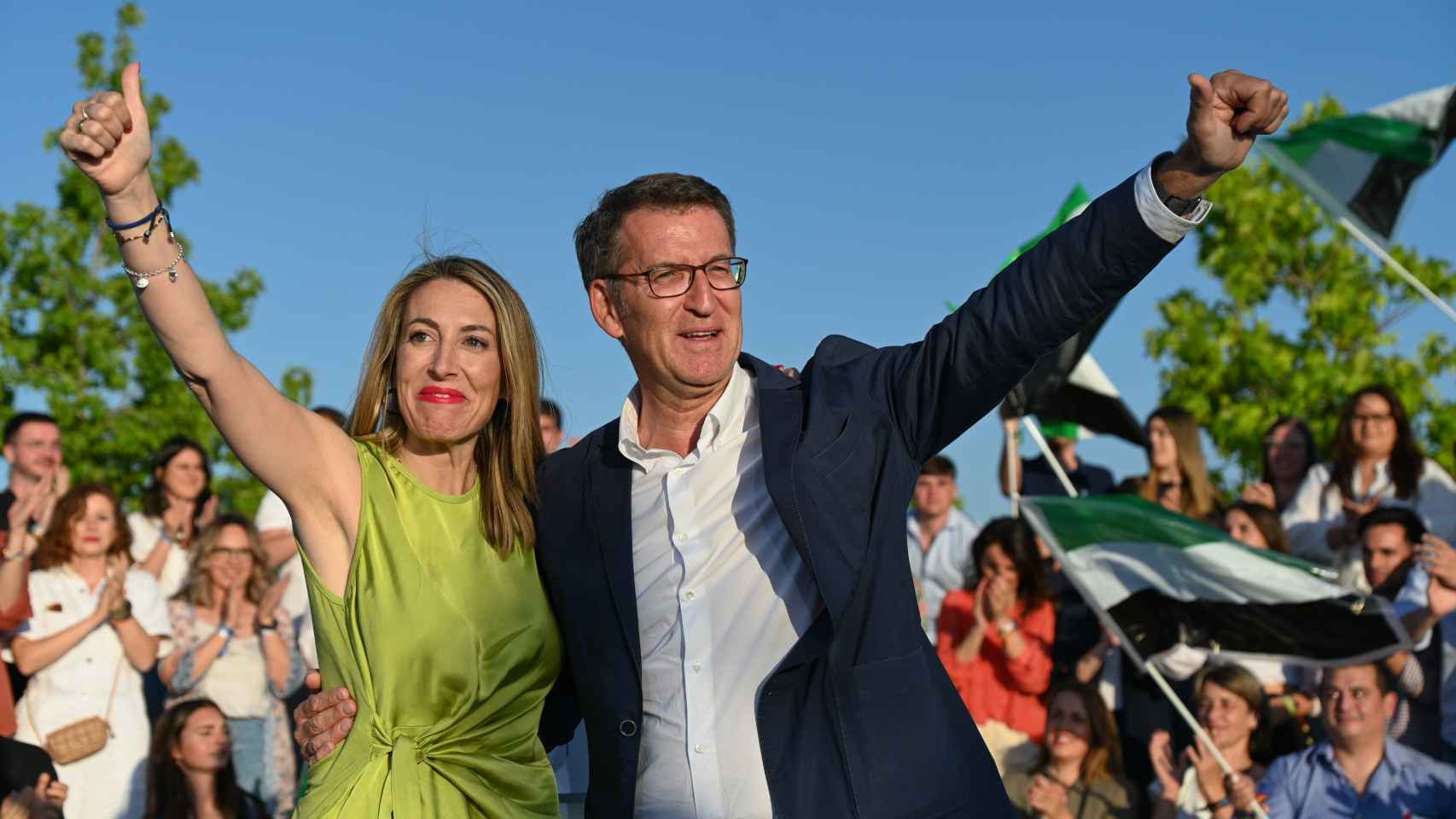 María Guardiola y Alberto Núñez Feijóo, el pasado 11 de mayo, en Badajoz.
