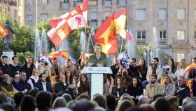 El presidente del Partido Popular, Alberto Núñez Feijóo, durante su intervención en un acto electoral en Valladolid, el pasado 12 de mayo.