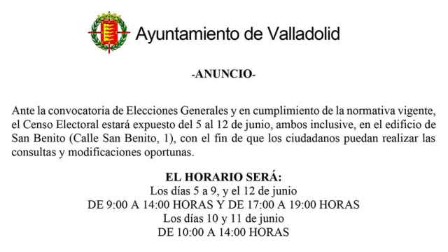 Censo electoral de Valladolid para las elecciones del 23-J