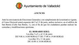 Censo electoral de Valladolid para las elecciones del 23-J
