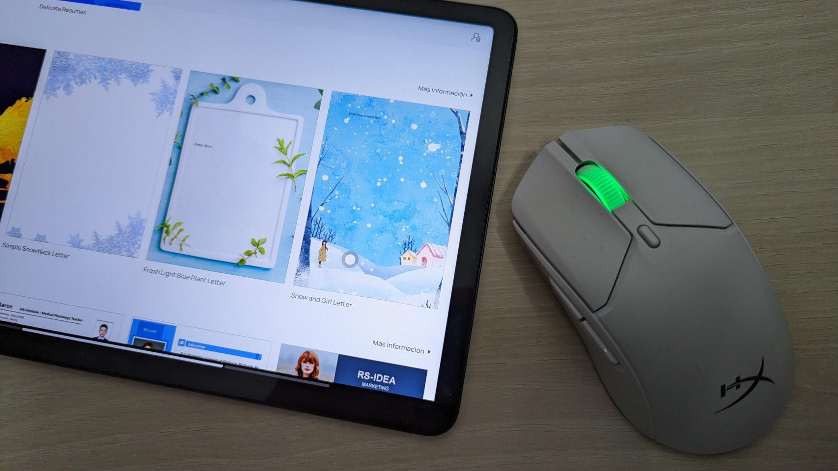 The HyperX mouse works perfectly with an Android tablet