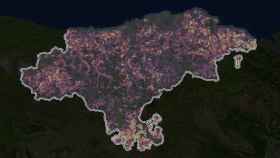 Una de las recreaciones generadas por 'deep learning' sobre la evolución de la masa forestal de Cantabria.