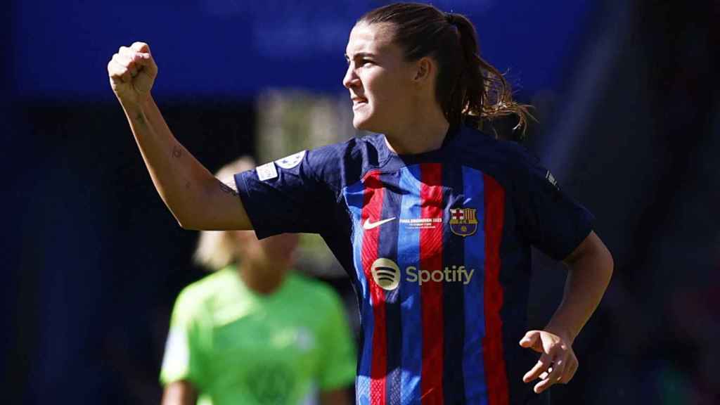 Patri Guijarro, celebrando un gol en la final de la Women's Champions League 2022/2023