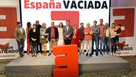 Componentes de España Vaciada, presentando en abril su candidatura.