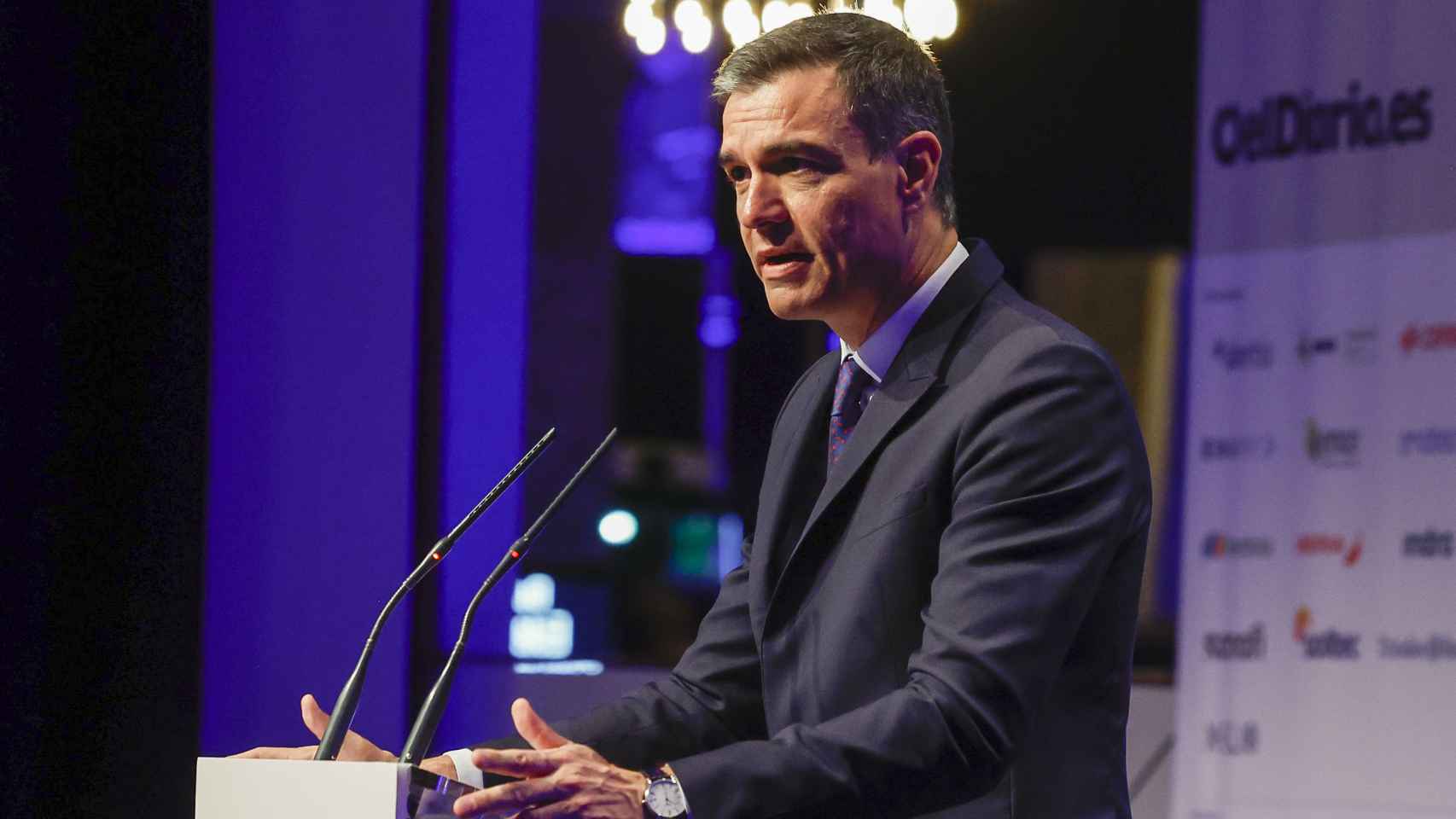 El presidente del Gobierno, Pedro Sánchez, inaugura la III edición del foro Fondos Europeos de elDiario.es,  este lunes en Madrid.