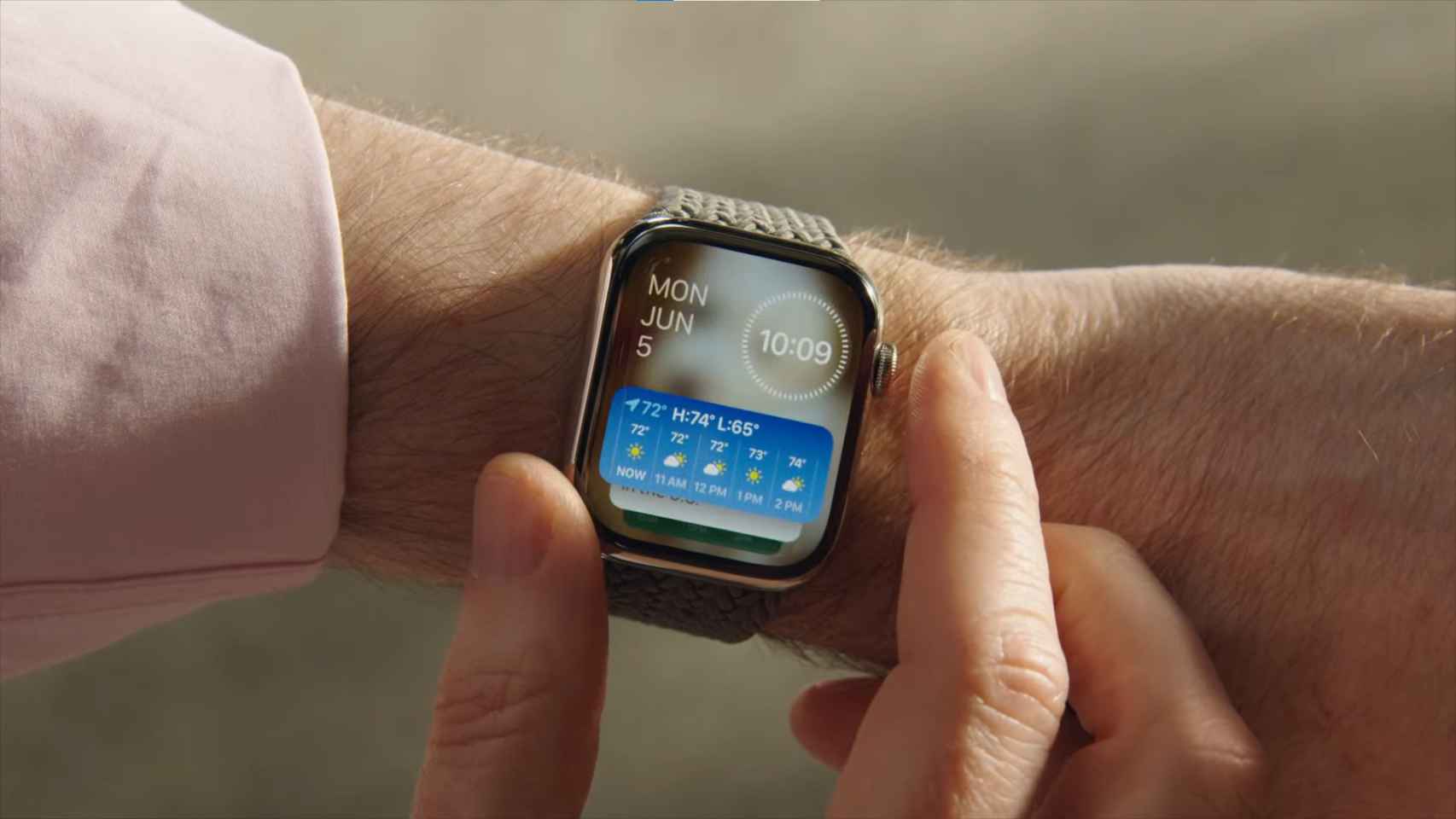 Widgets desde la pantalla de inicio de Apple Watch.