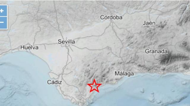 Punto donde ha tenido lugar el terremoto en Casares.