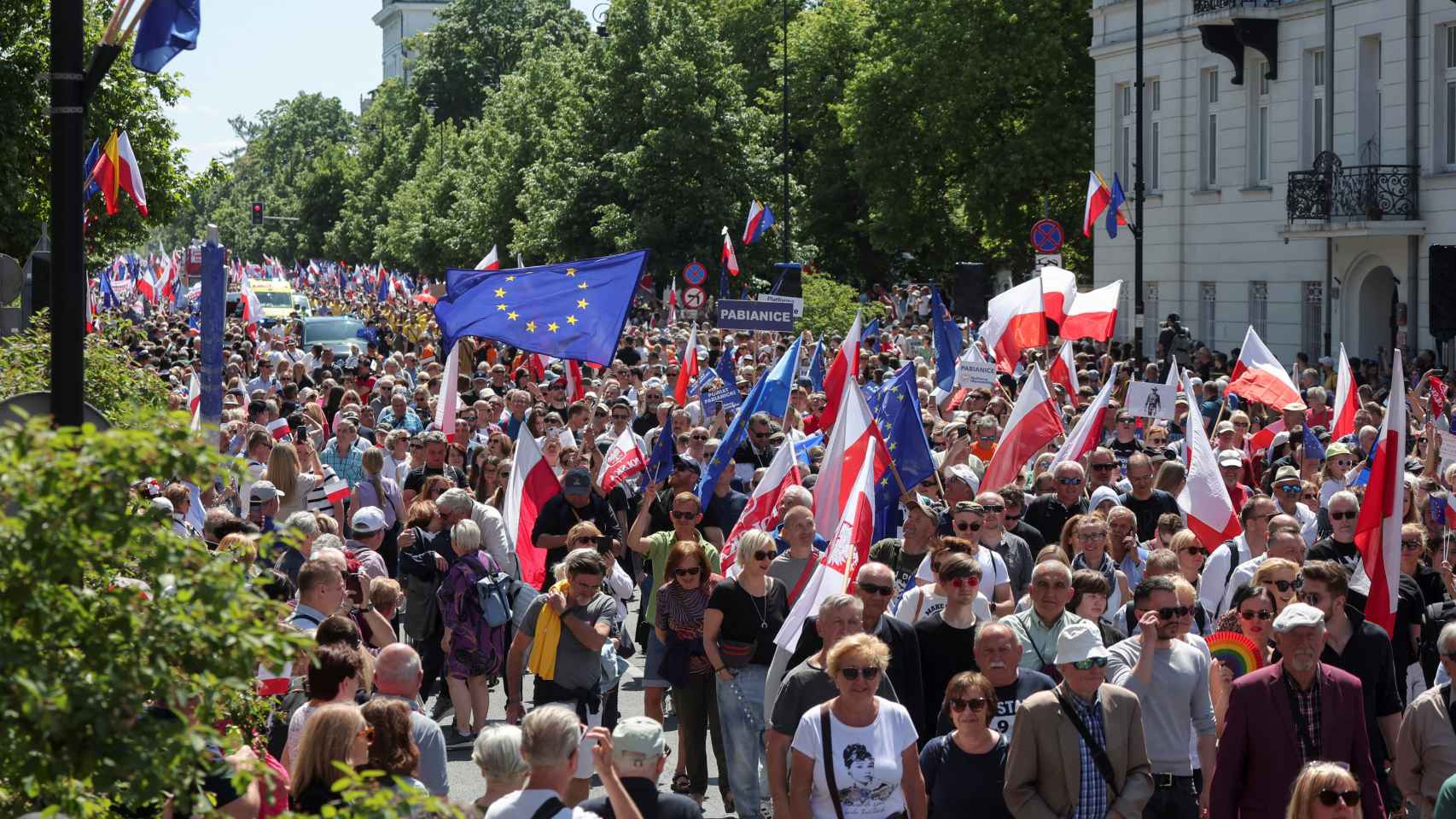 Manifestación organizada por la oposición polaca en Varsovia.
