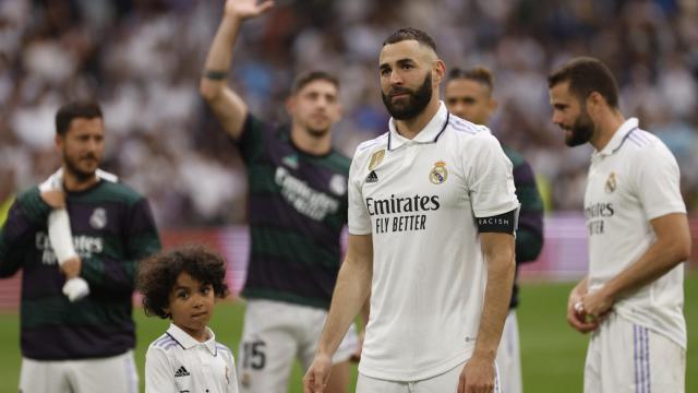 Karim Benzema, el día de su despedida en el Bernabéu.