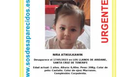 Cartel de búsqueda de Nira.