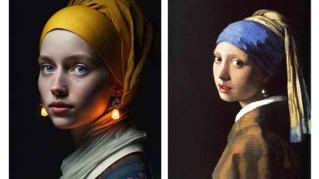Comparativa de la obra de Julian van Dieken frente al original de Vermeer