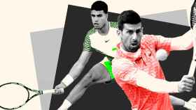 Carlos Alcaraz y Novak Djokovic, en un fotomontaje