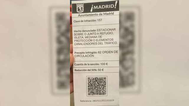 Una multa falsa encontrada en Madrid.